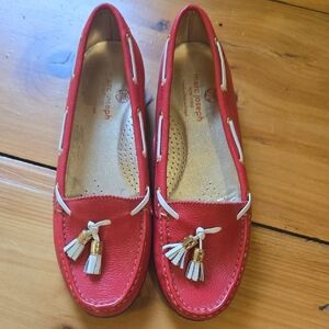 Marc Joseph Red and White Leather Loafers